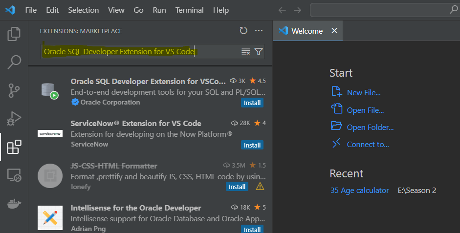 how to Connect Oracle with visual Studio Code