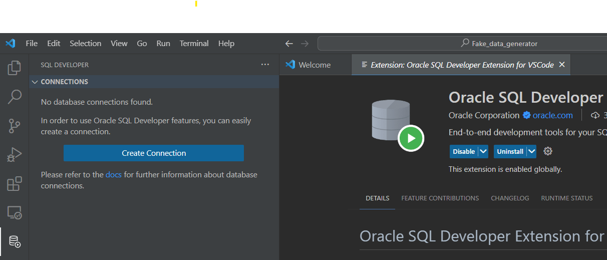 how to Connect Oracle with visual Studio Code